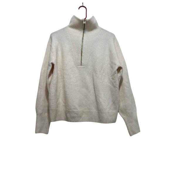 J.Crew Merino Wool Alpaca Funnel Neck Sweater Womens Small Cream Fleece Preppy - Picture 2 of 12